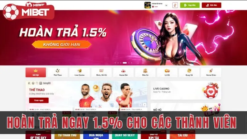 Hoàn trả ngay 1.5% cho các thành viên thân thiết