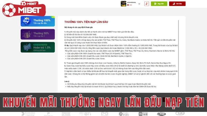 Khuyến mãi từ nhà cái ngay lần đầu nạp tiền